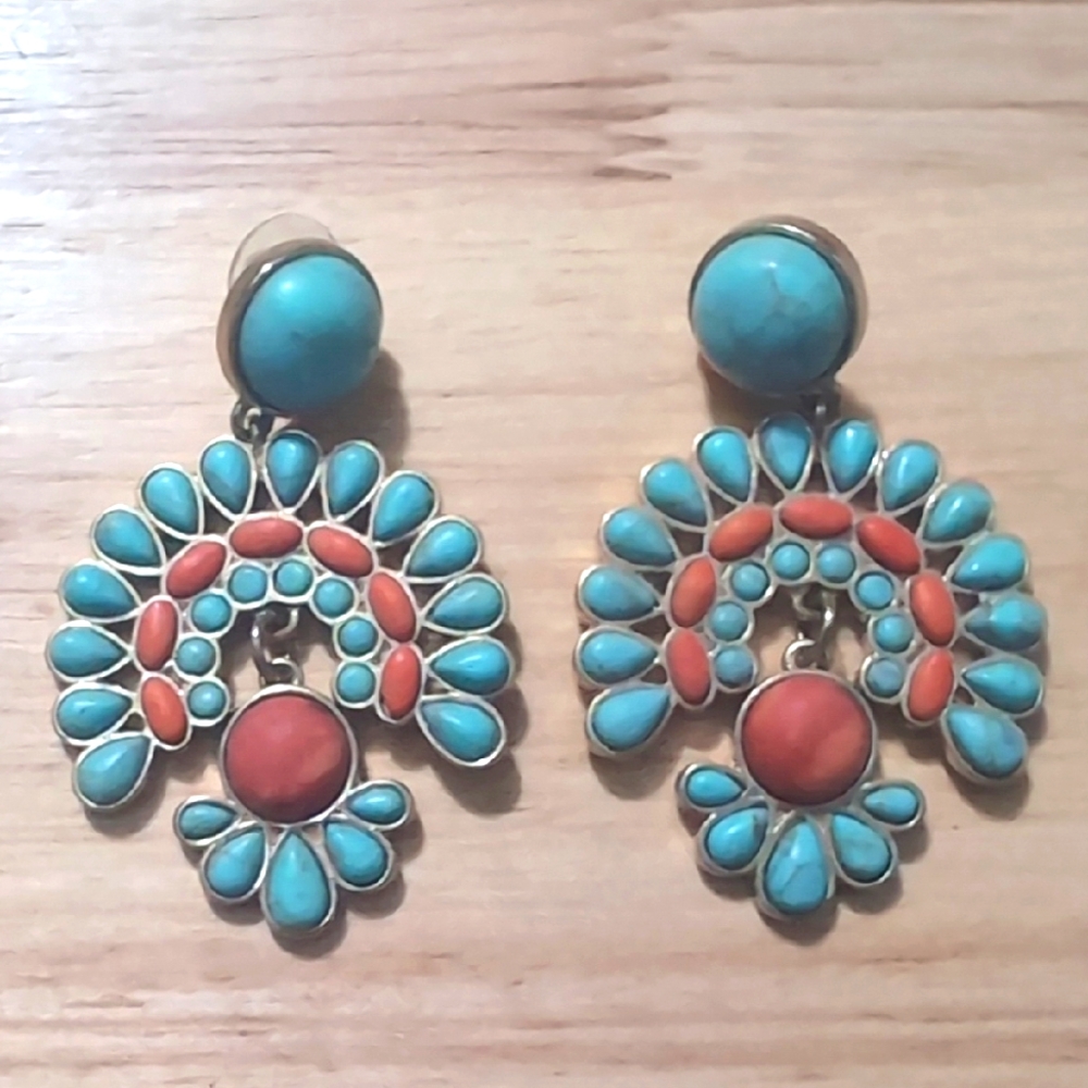 BaubleBar Turquoise and Coral Earrings